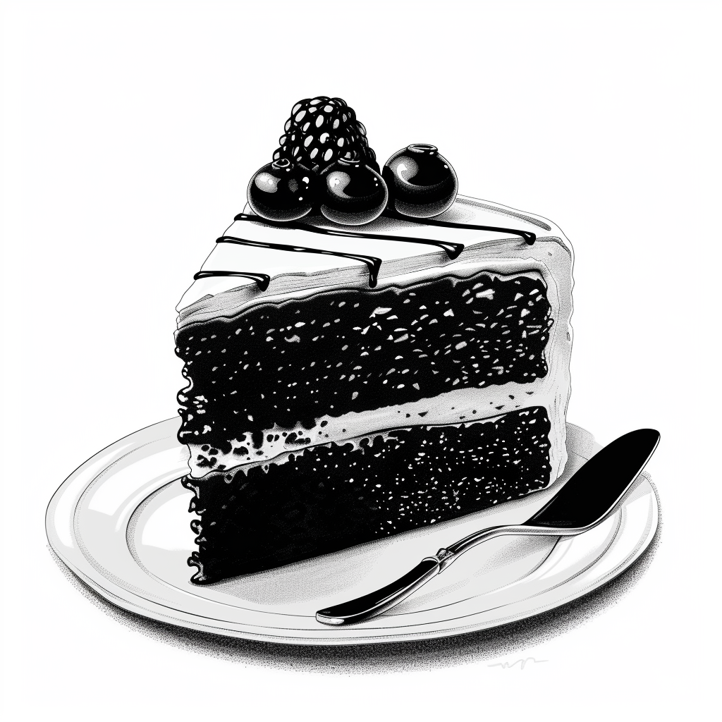 Cake Slice Black White Vector