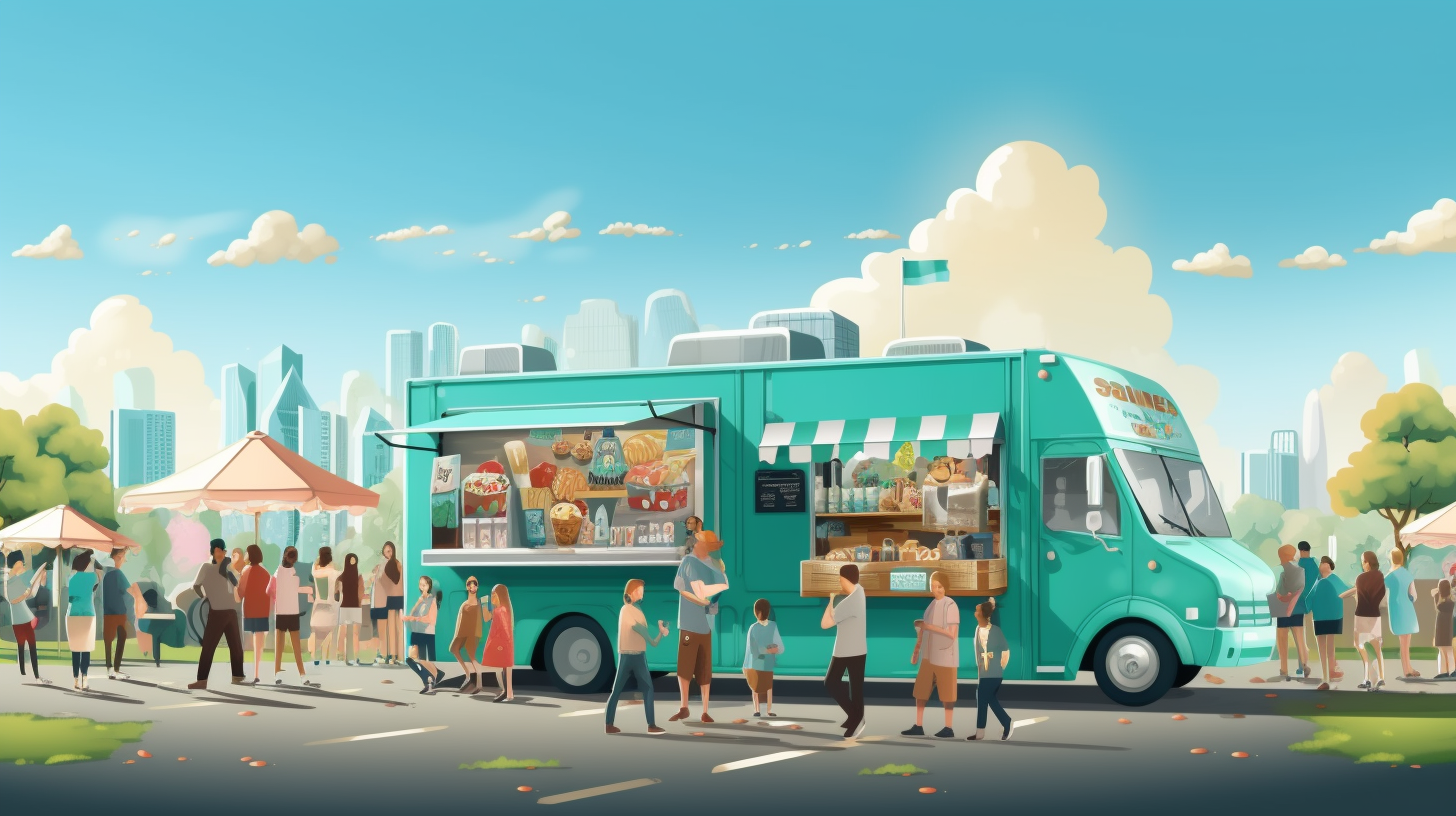 Teal-colored Cake and Pastry Food Truck