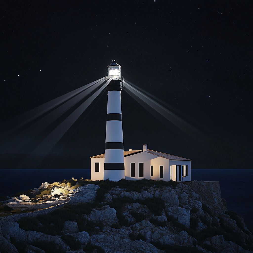 Cala Figuera Lighthouse Drawing Night