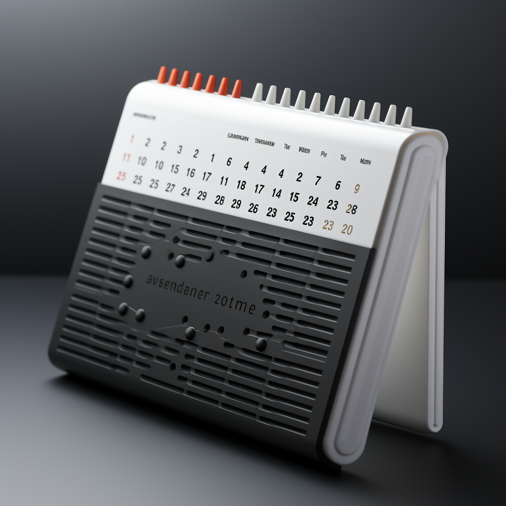 Minimal black and white 3D calendar icon