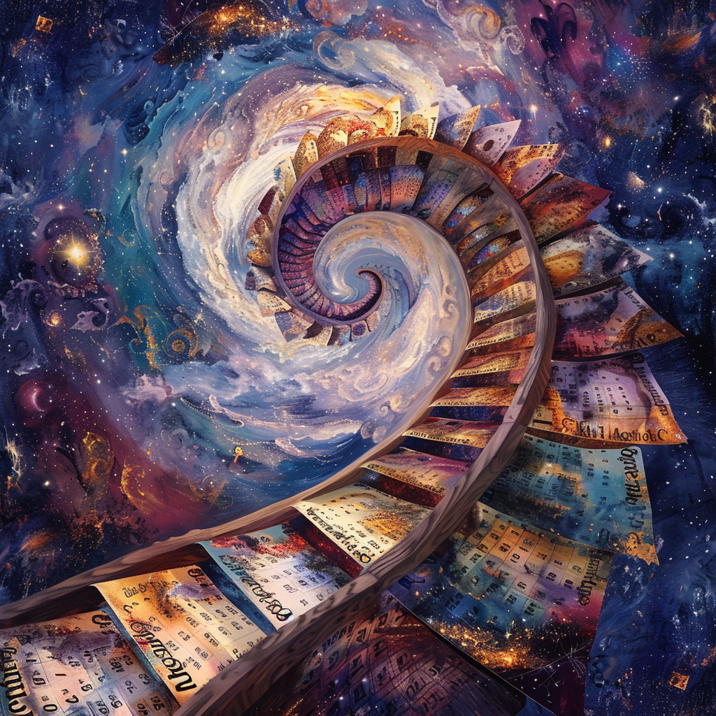 Calendar Spiral Staircase Stars Vortex