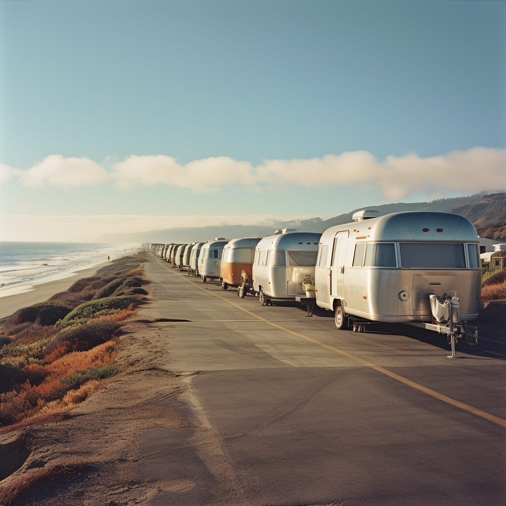 Trailers Airstreams RVs on California Coast