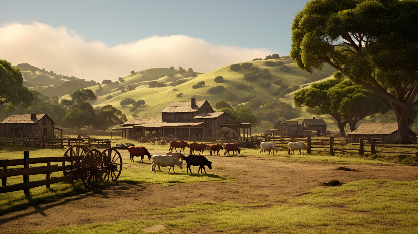 Tranquil Californio ranch life scene