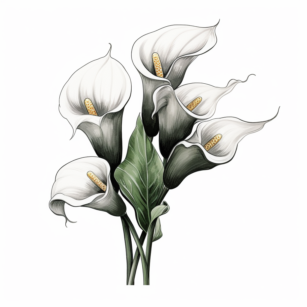 Stunning calla lilly illustration on white background