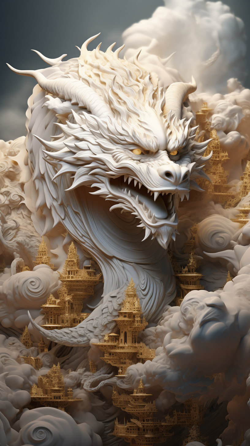 Chinese dragon made of clouds