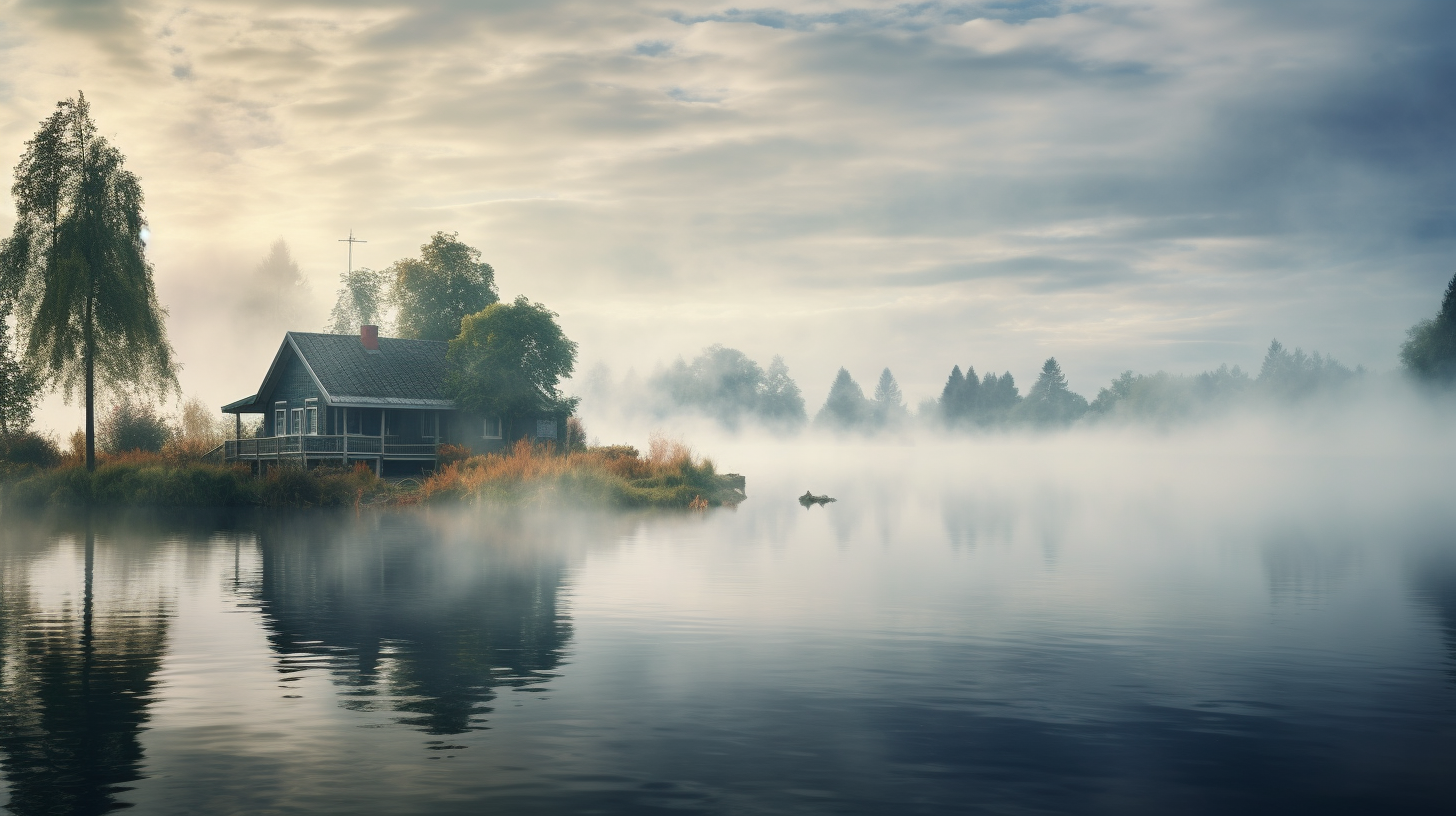 Old House by Calm Lake