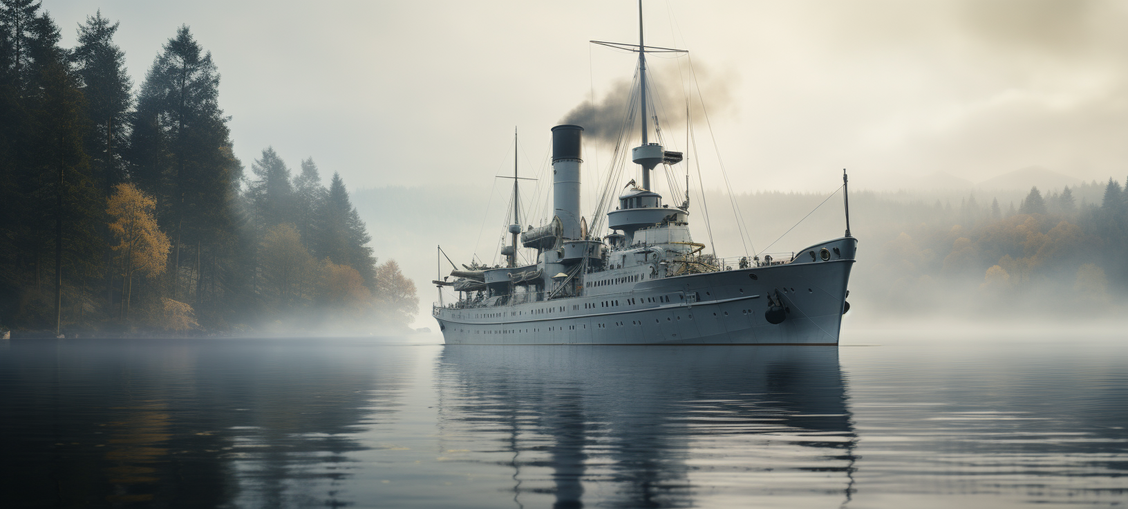 Charles Martel dreadnought on misty lake