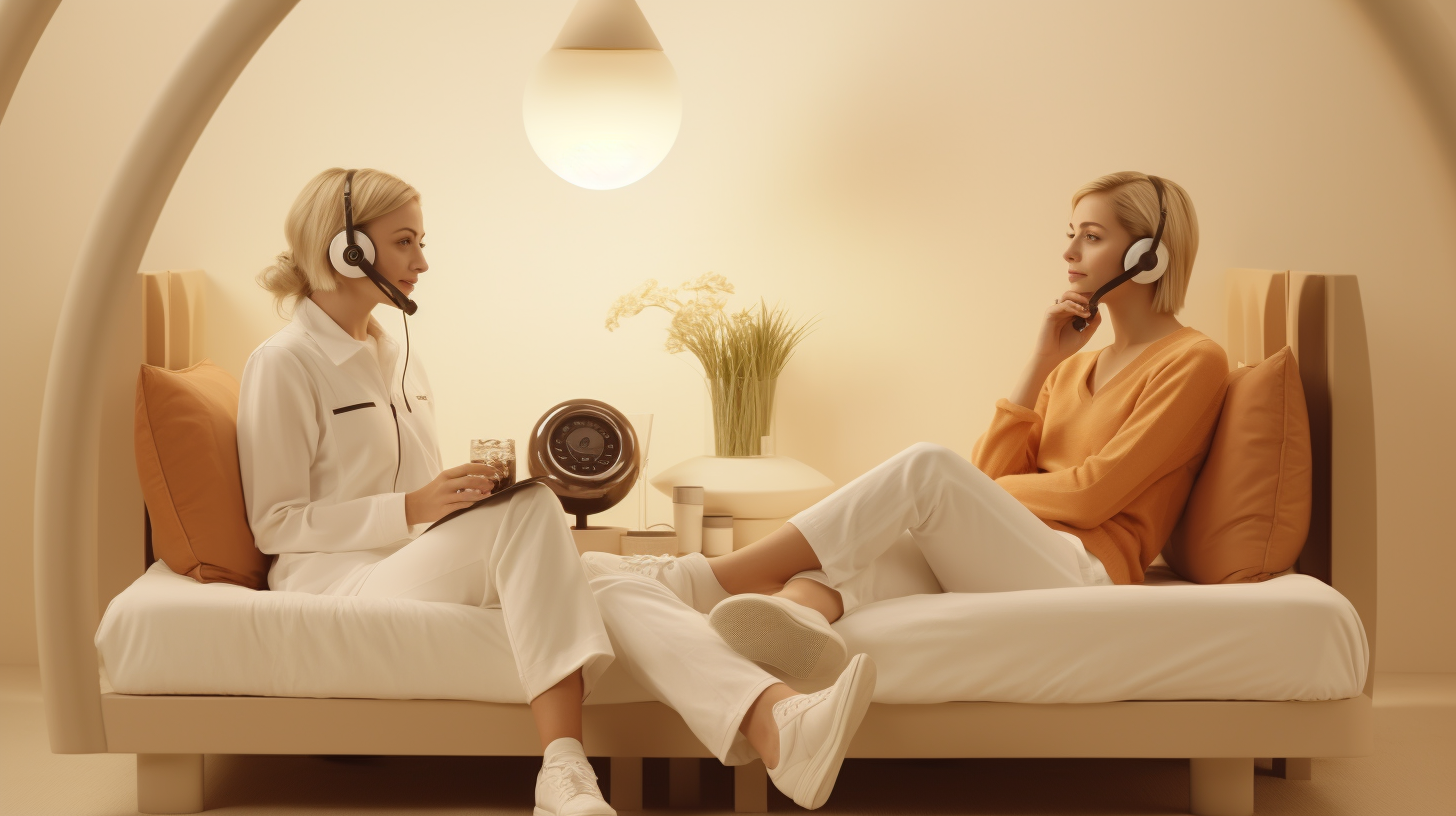 Two Women Talking on Rotary Phones