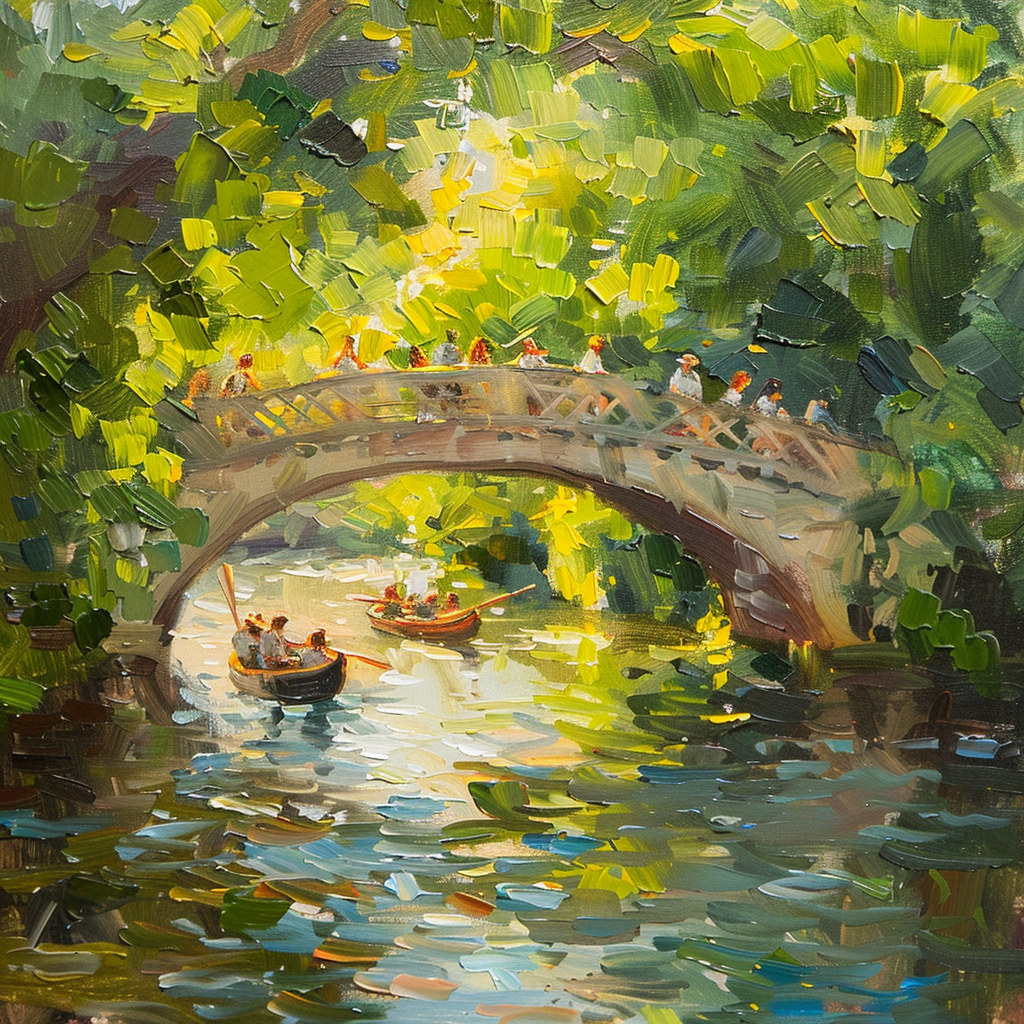 students punting under Cambridge bridge