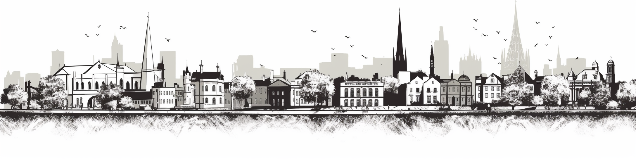 Cambridge UK Skyline Illustration