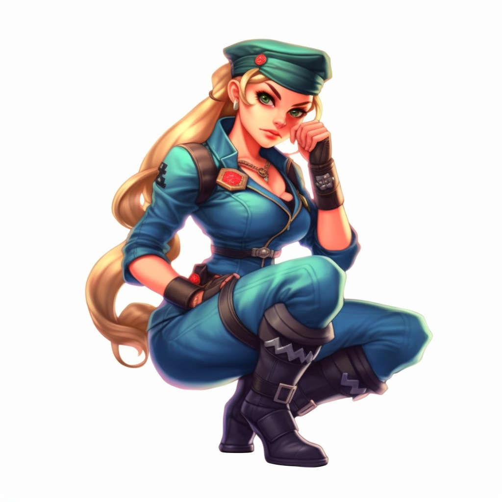 Vivid portrayal of cute Street Fighter 2 character Cammy