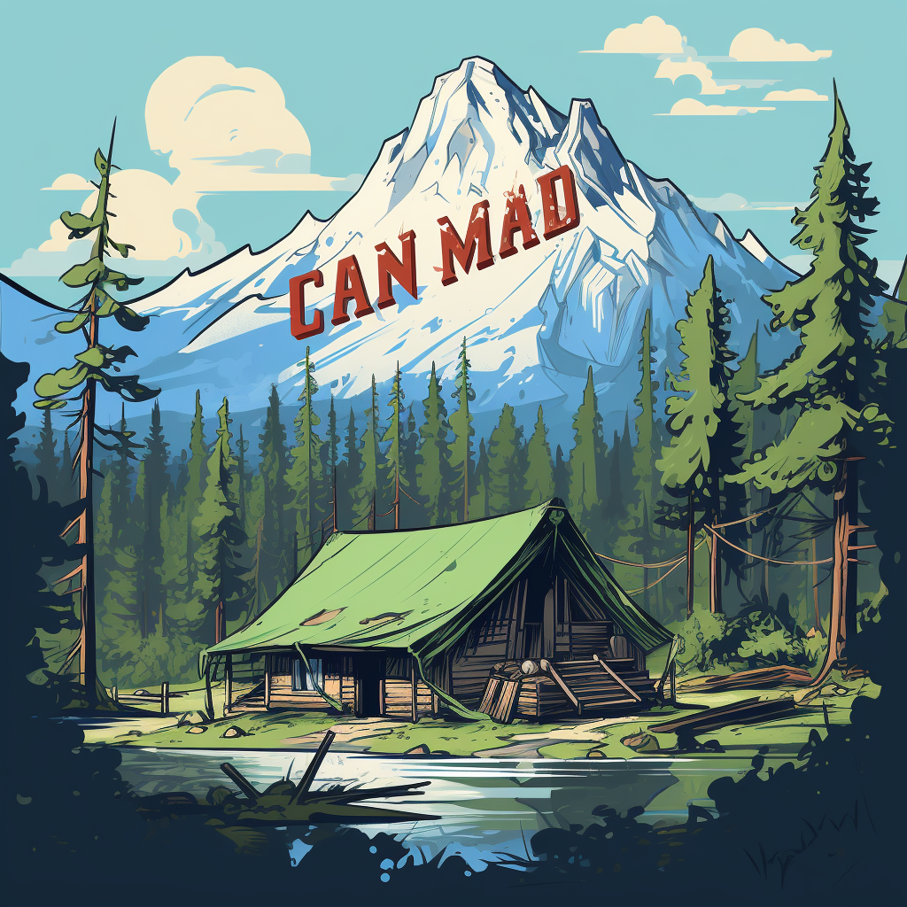 Camp brand logo illustration in comic style