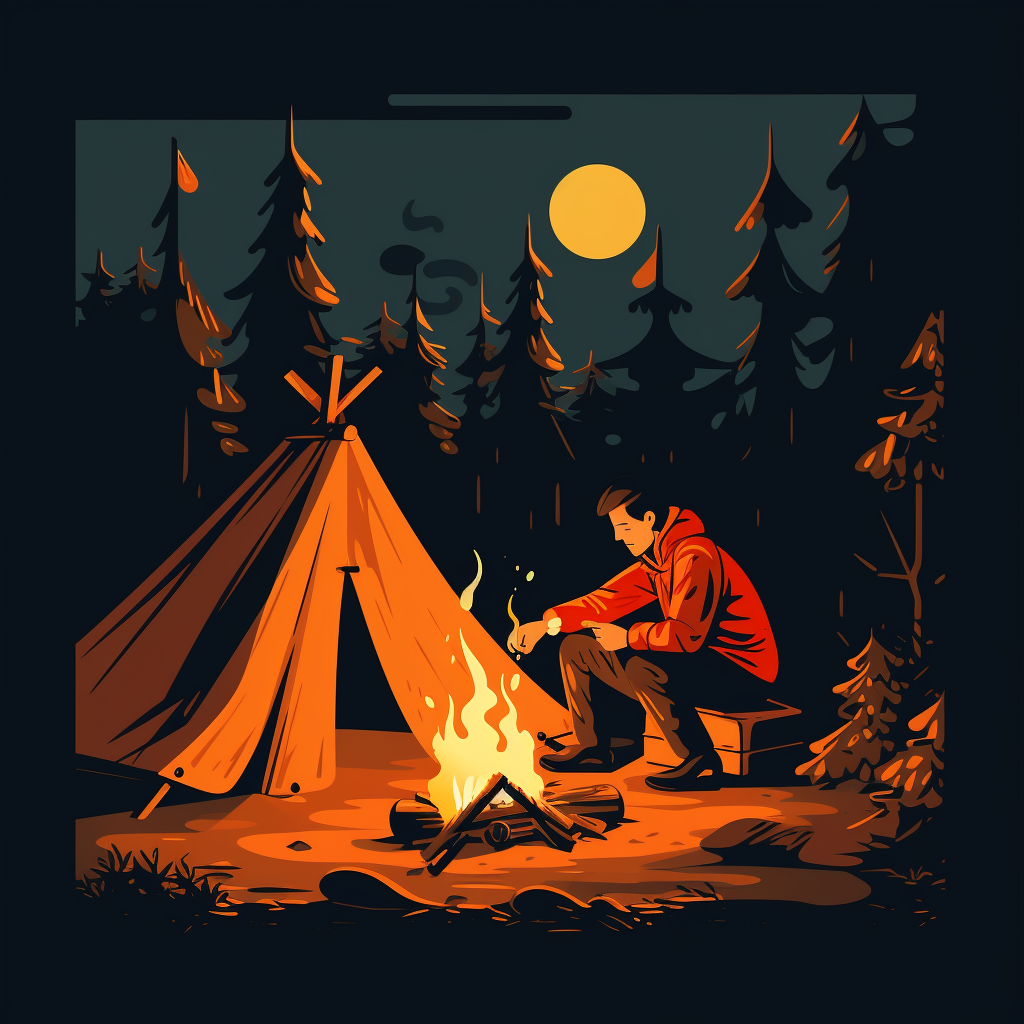 Person struggling with campfire ?