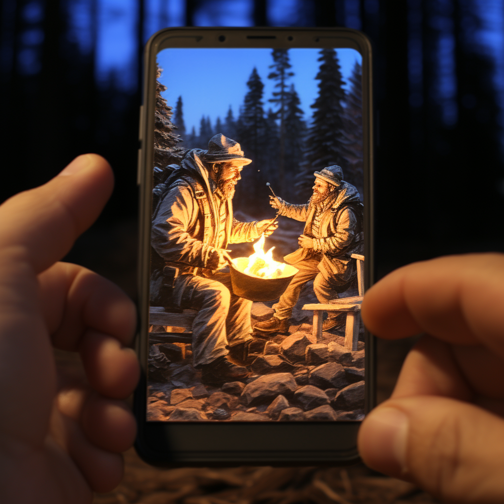 Two men enjoying a campfire