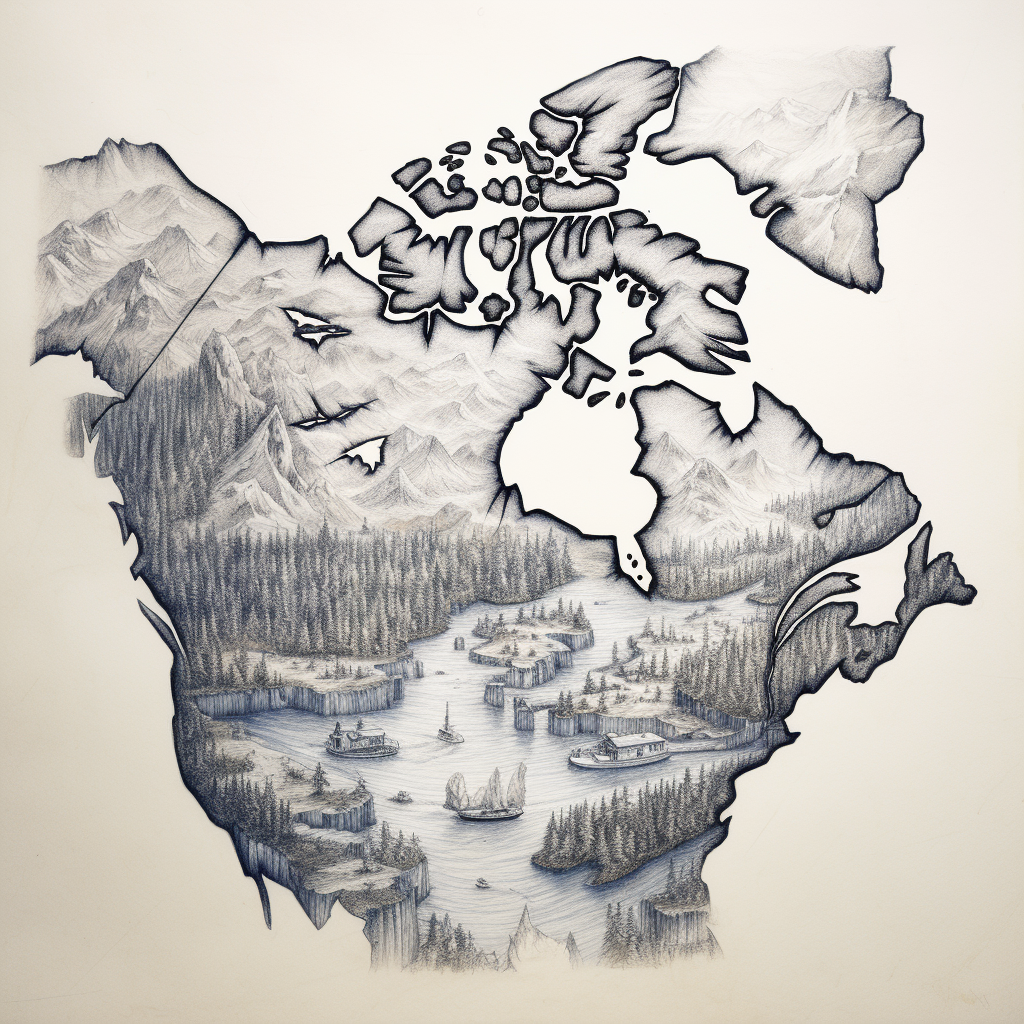 Hand-drawn sketch of Canada map