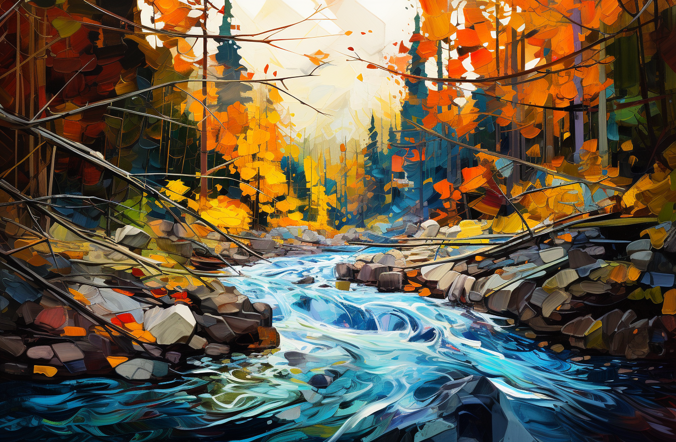 Beautiful autumn river in Canadian forest