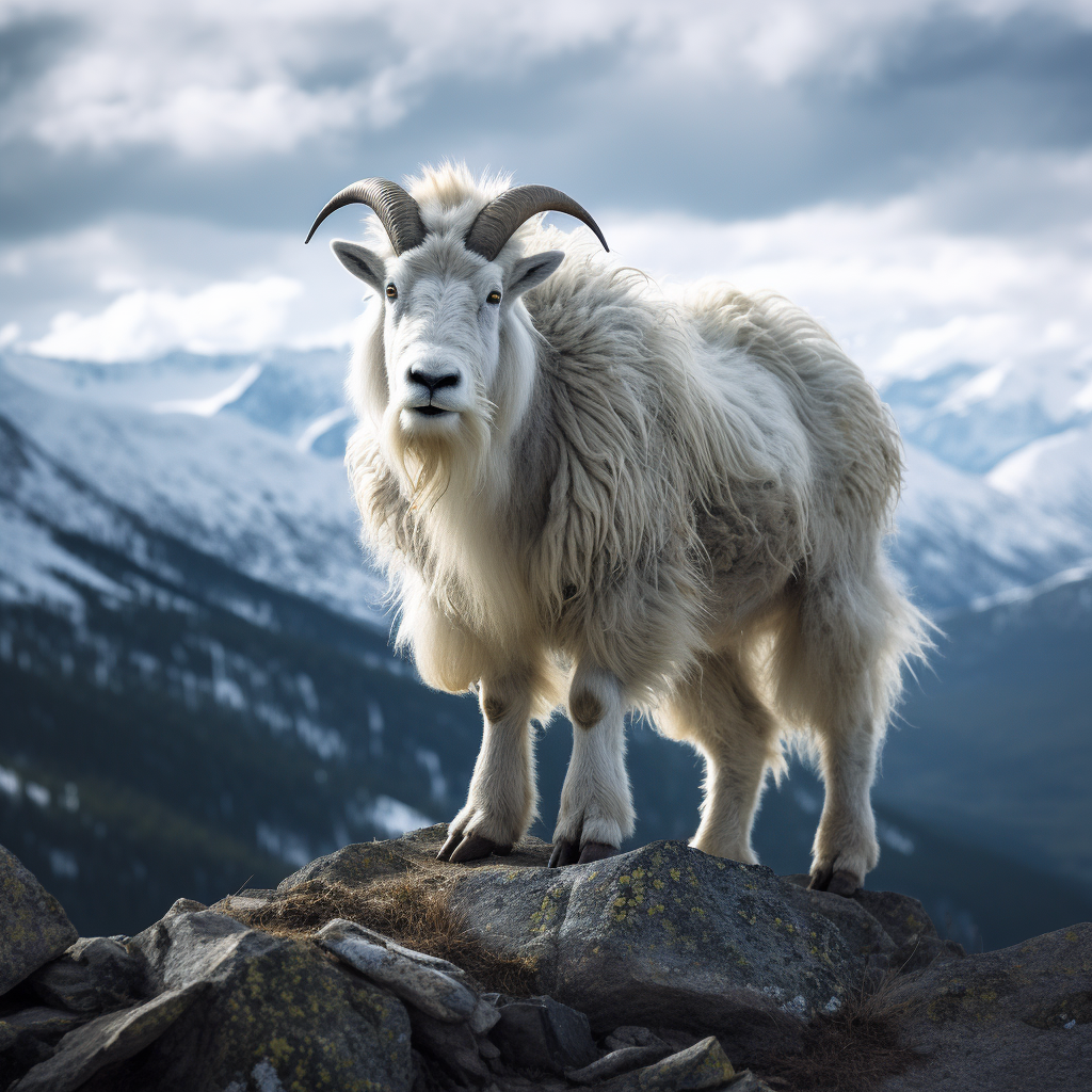 Majestic wild Canadian mountain goat on mantle  ?