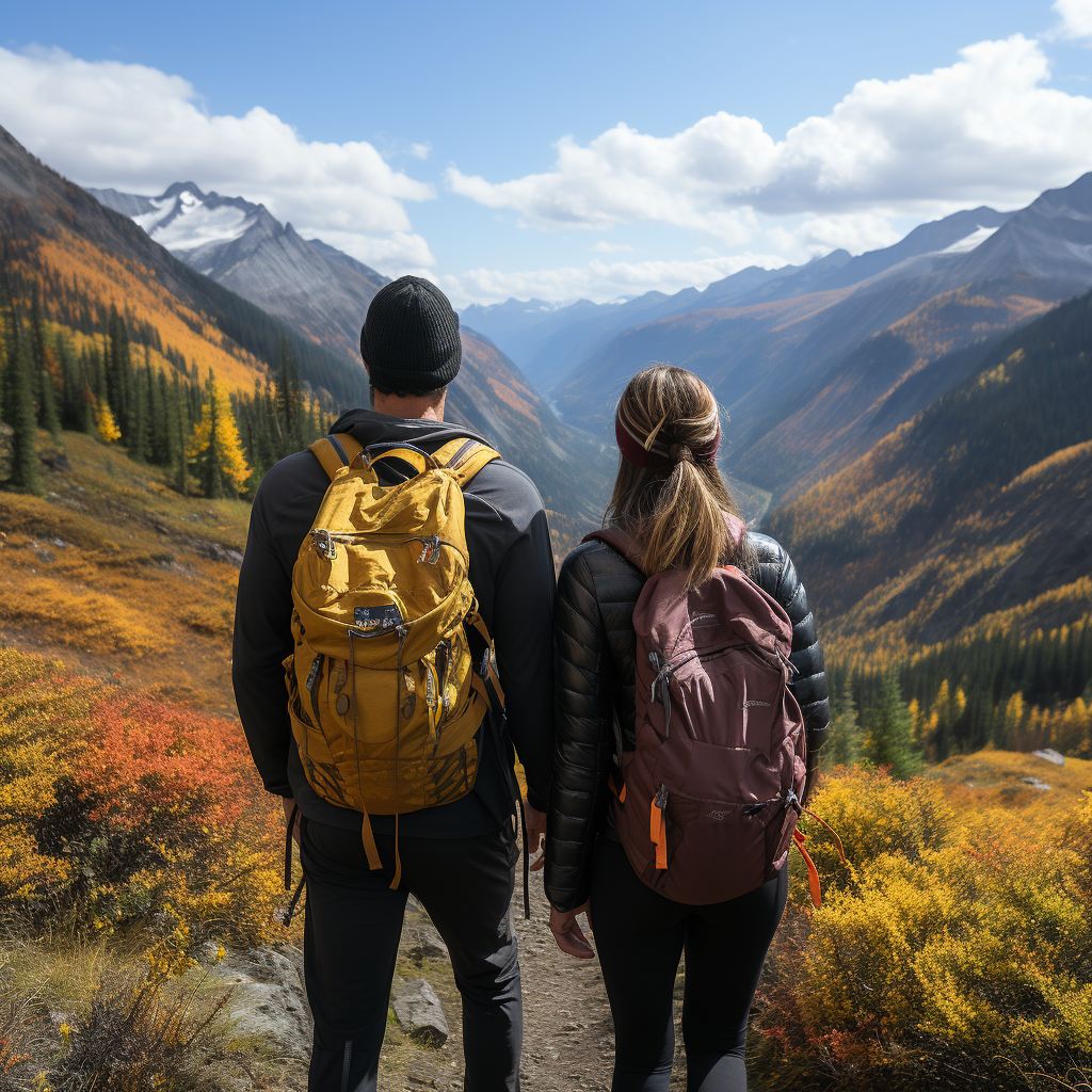 Hiking couple in Canadian Rockies