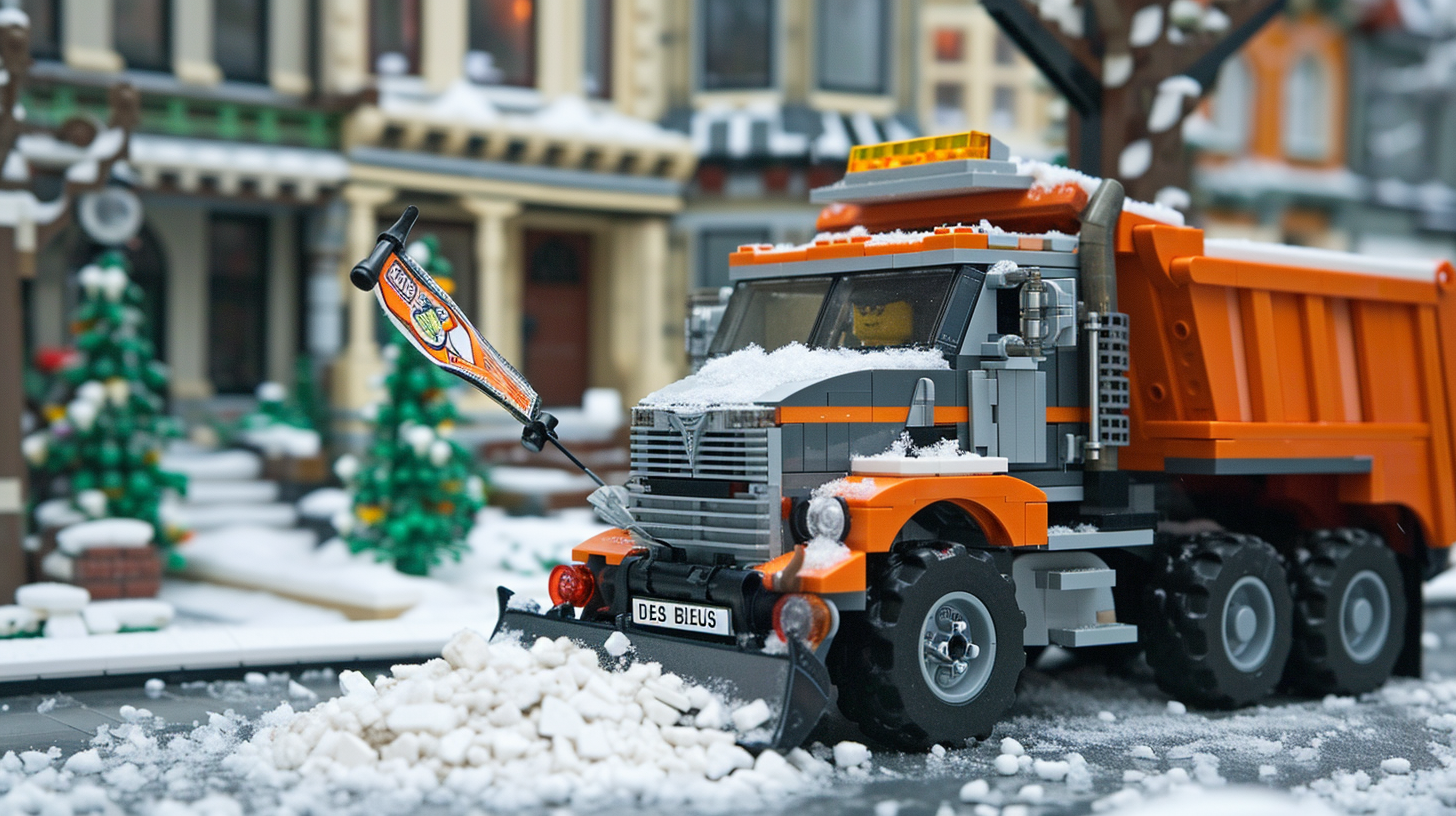 Snow removal operation in Canadian suburb street image