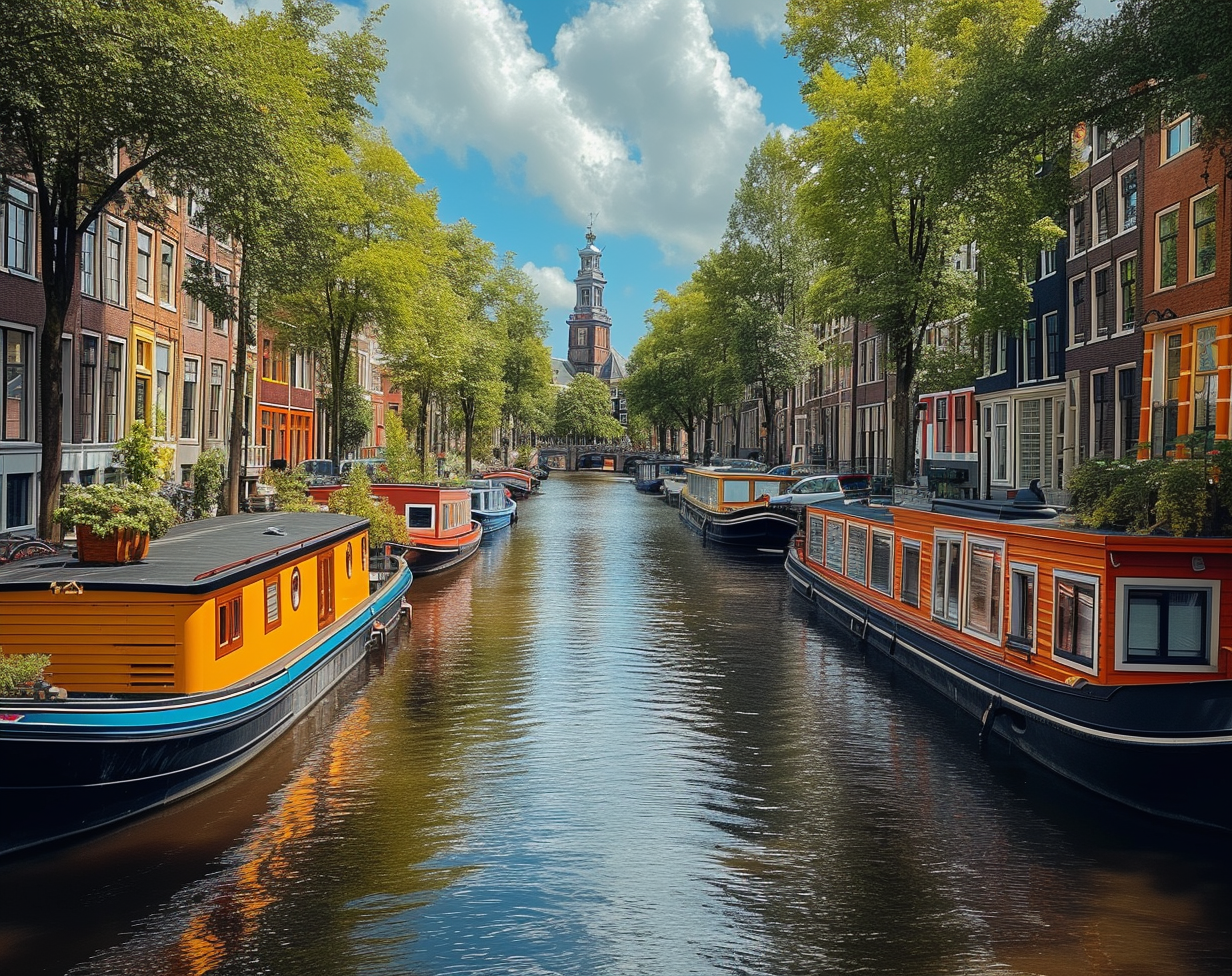 Amsterdam Canals Sunny Day