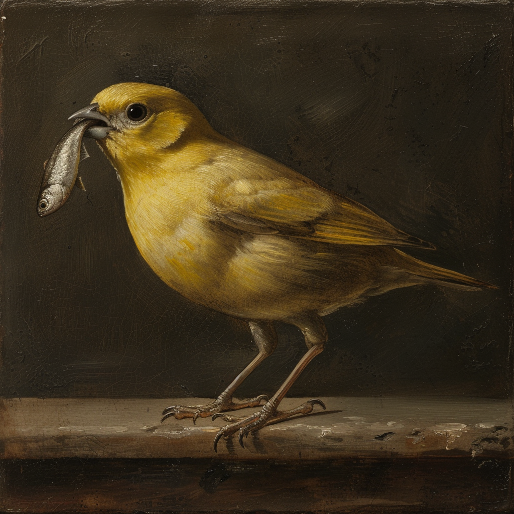 Canary Holding Anchovy