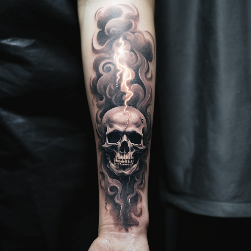 Candle burning with smoky gray tattoo