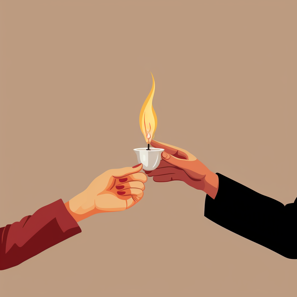 Woman and Man Holding Candle and Match