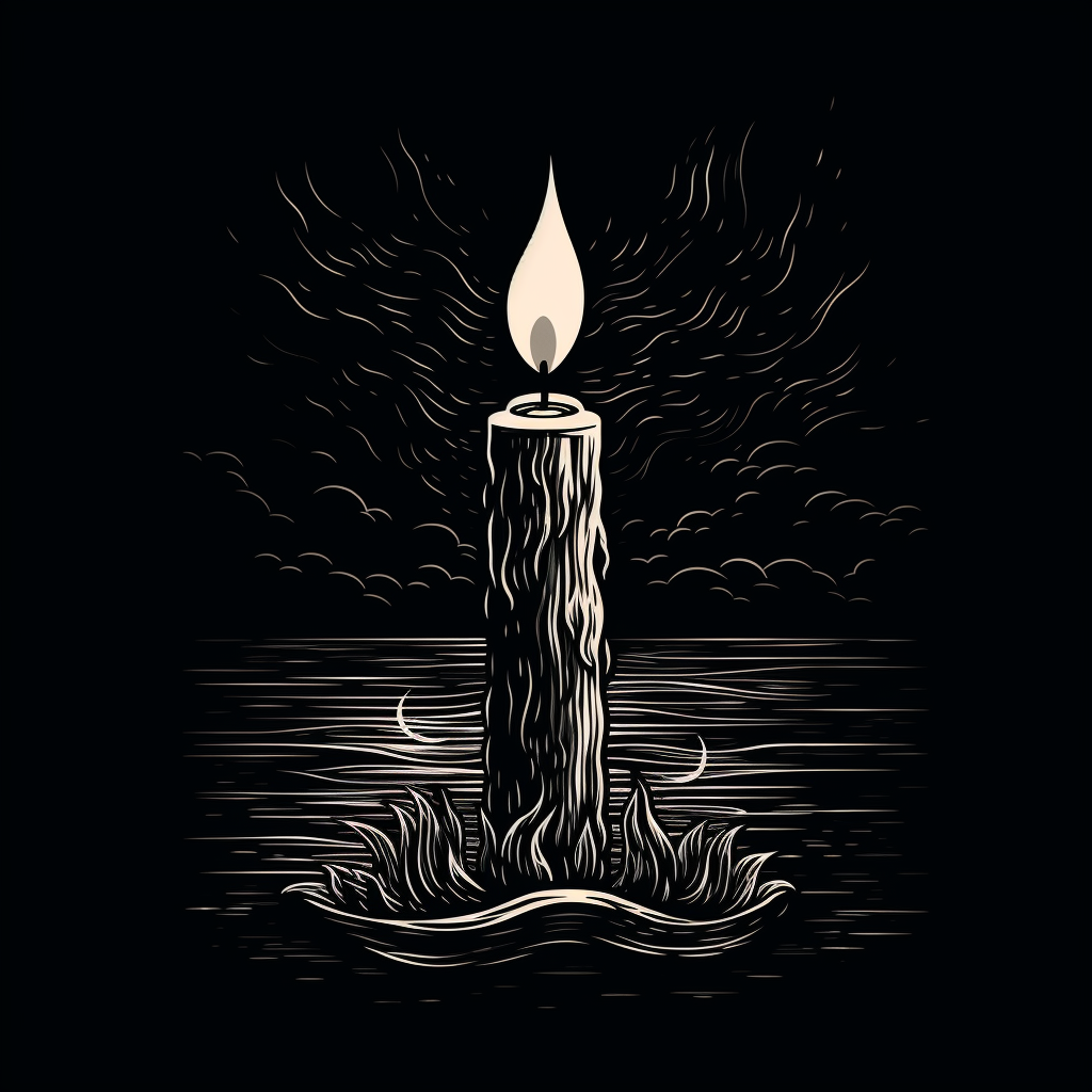 Candle Light Flame Woodcut