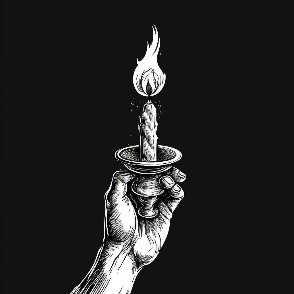 Hand-drawn sketch of a candle going out