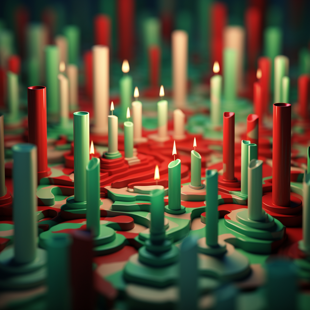 Red and green candlestick formations