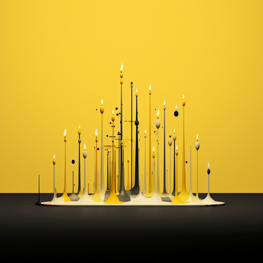 Abstract candlestick trading with yellow accents