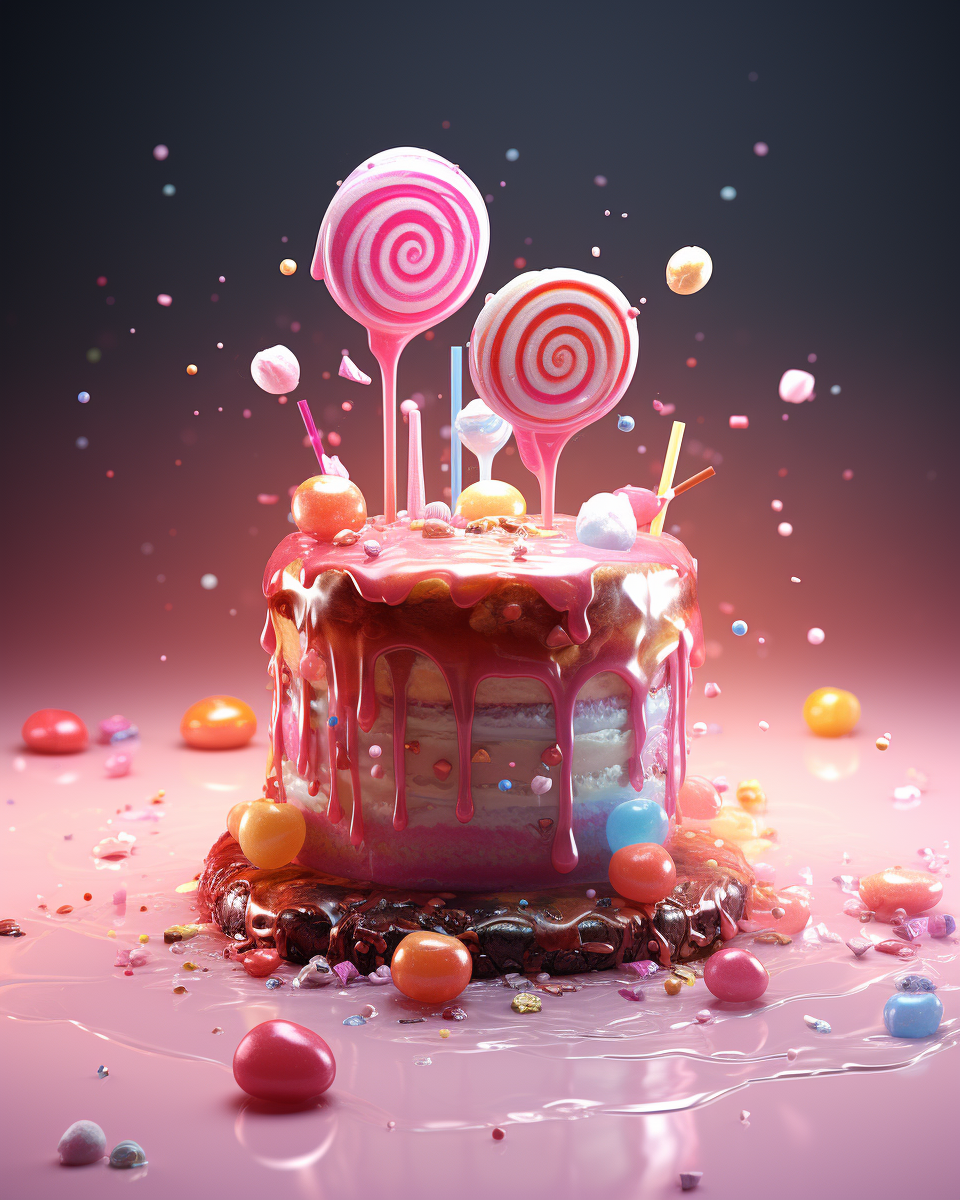 Delicious Candy Cake with Surreal Twist