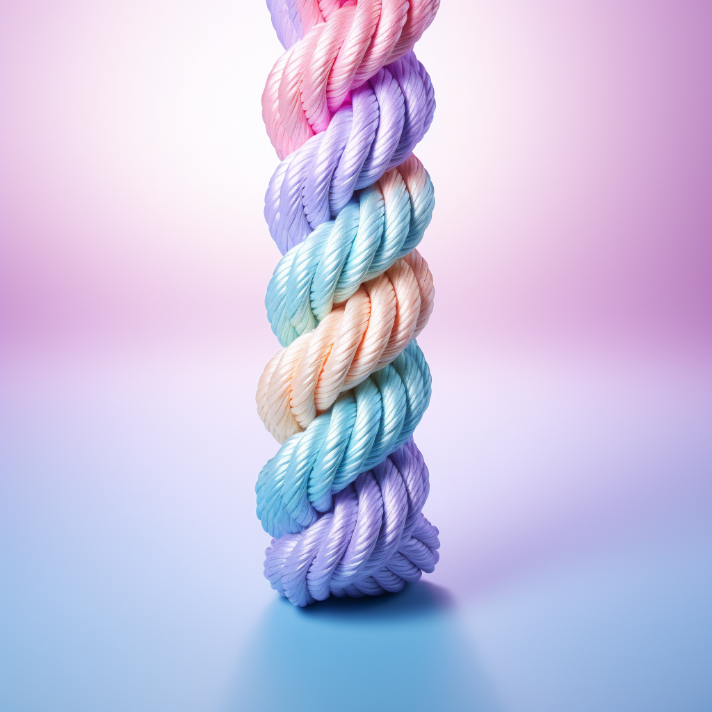 Candy-colored twisted ropes on pastel background