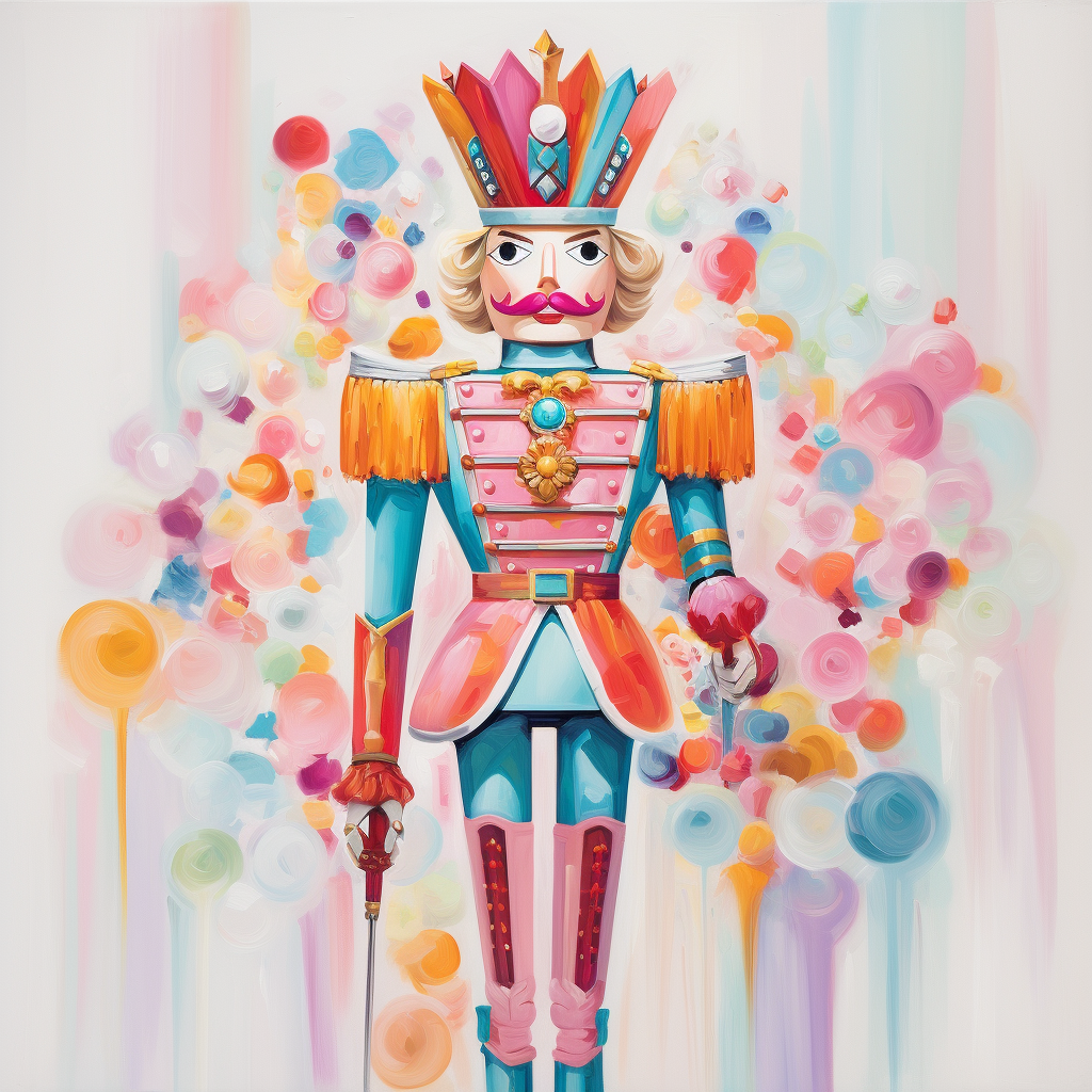 Fun candy-colored nutcracker figurine