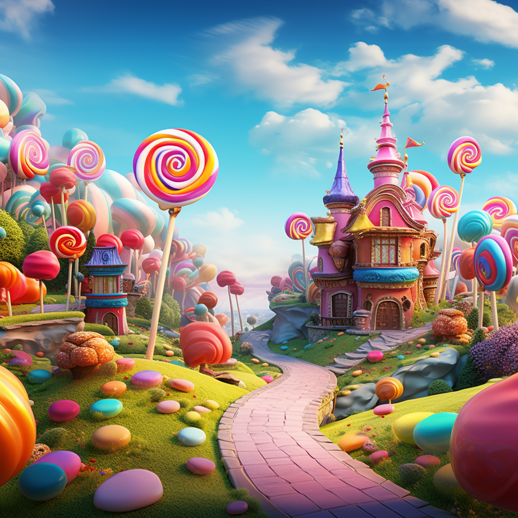 Colorful candy land bright scene