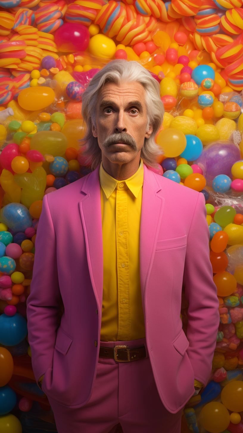 Sam Elliott in vibrant candy suit