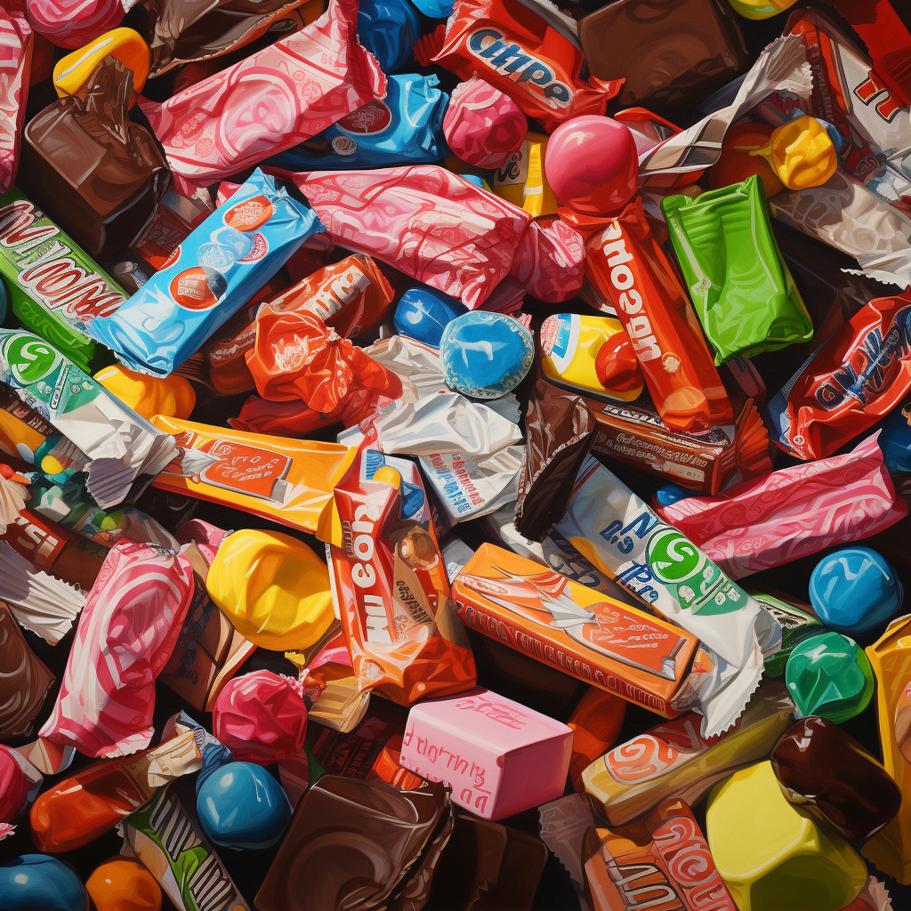 Colorful candy wrappers design