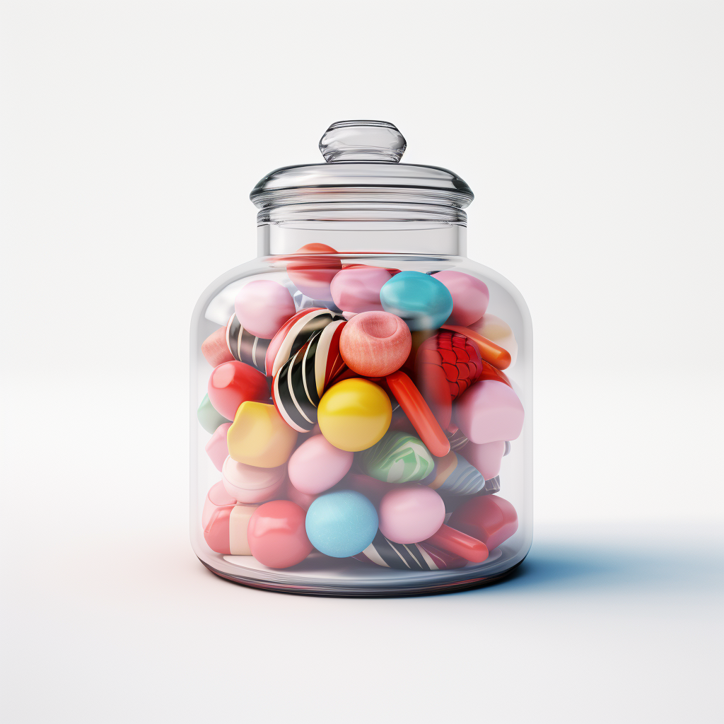 Realistic candy jar on white background