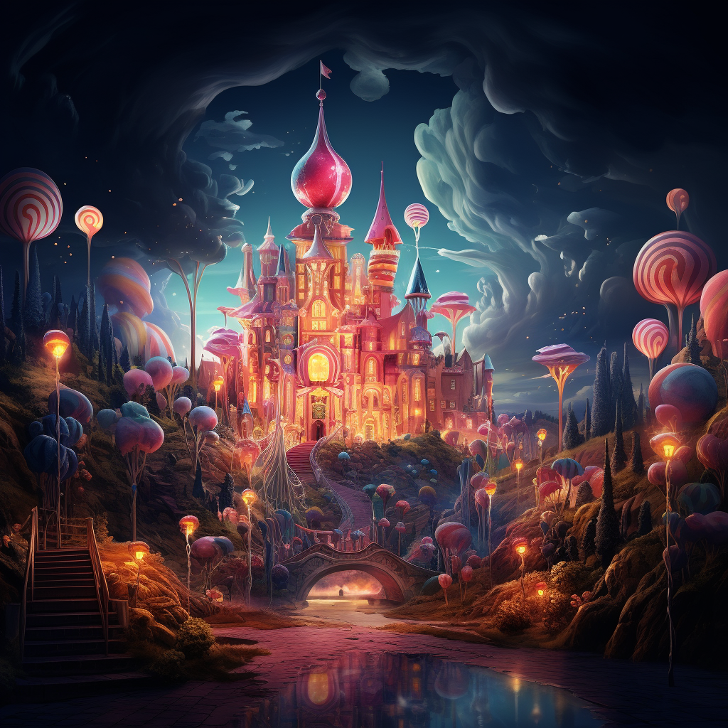 Nighttime scene in Candy Land