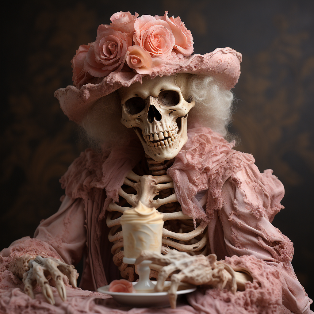 Candyfloss skeleton in Rembrandt style