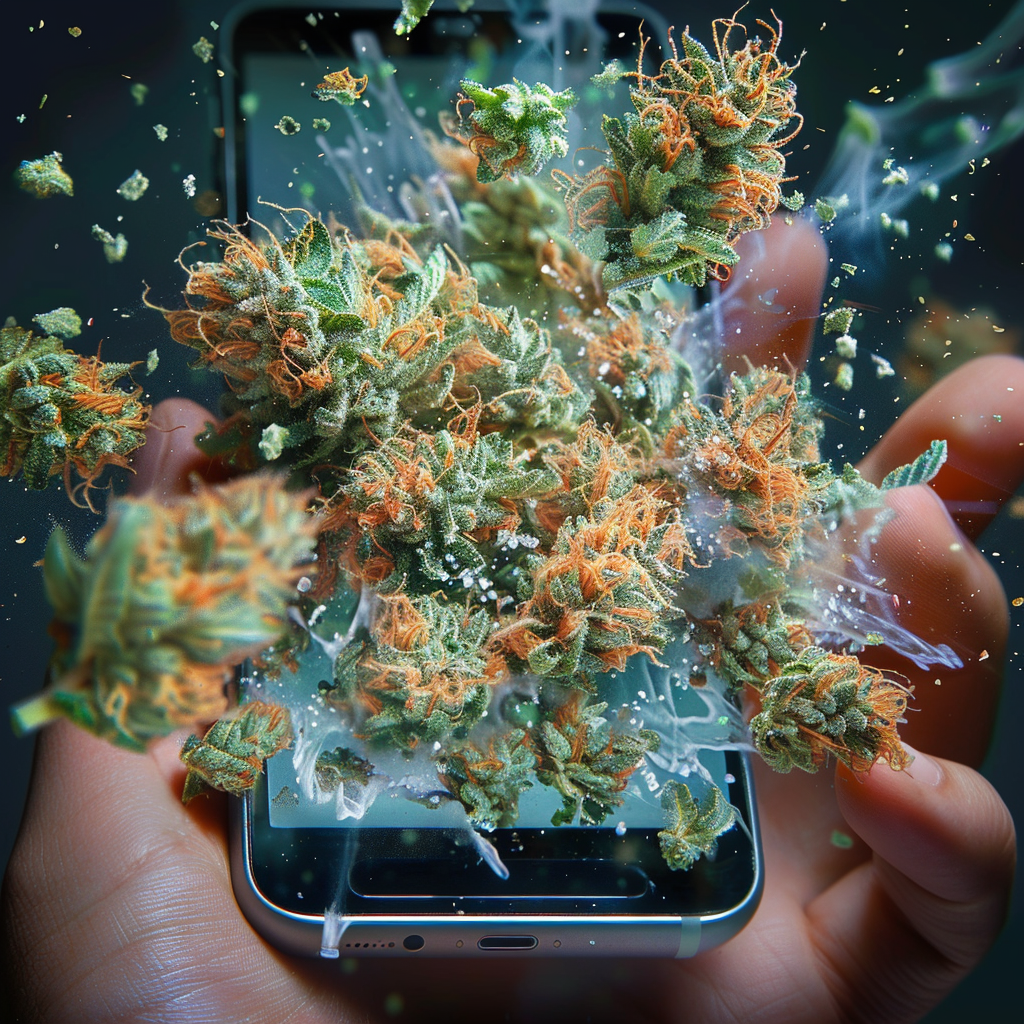 Cannabis weed breaking cell phone