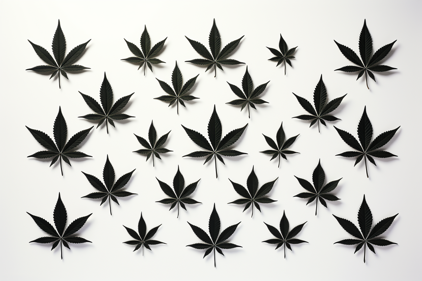 Cannabis leaf logos on white background