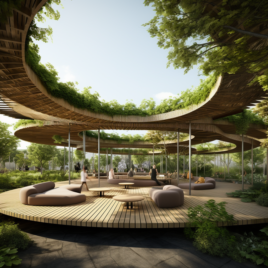 Cantilevered Farms Providing Shade and Seating