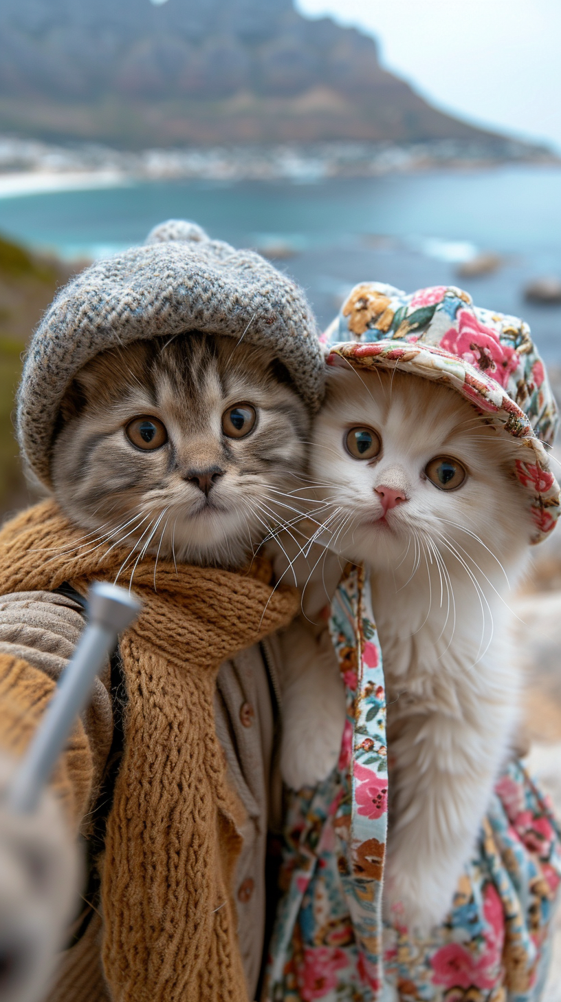 Cute kittens taking a selfie in Capetown