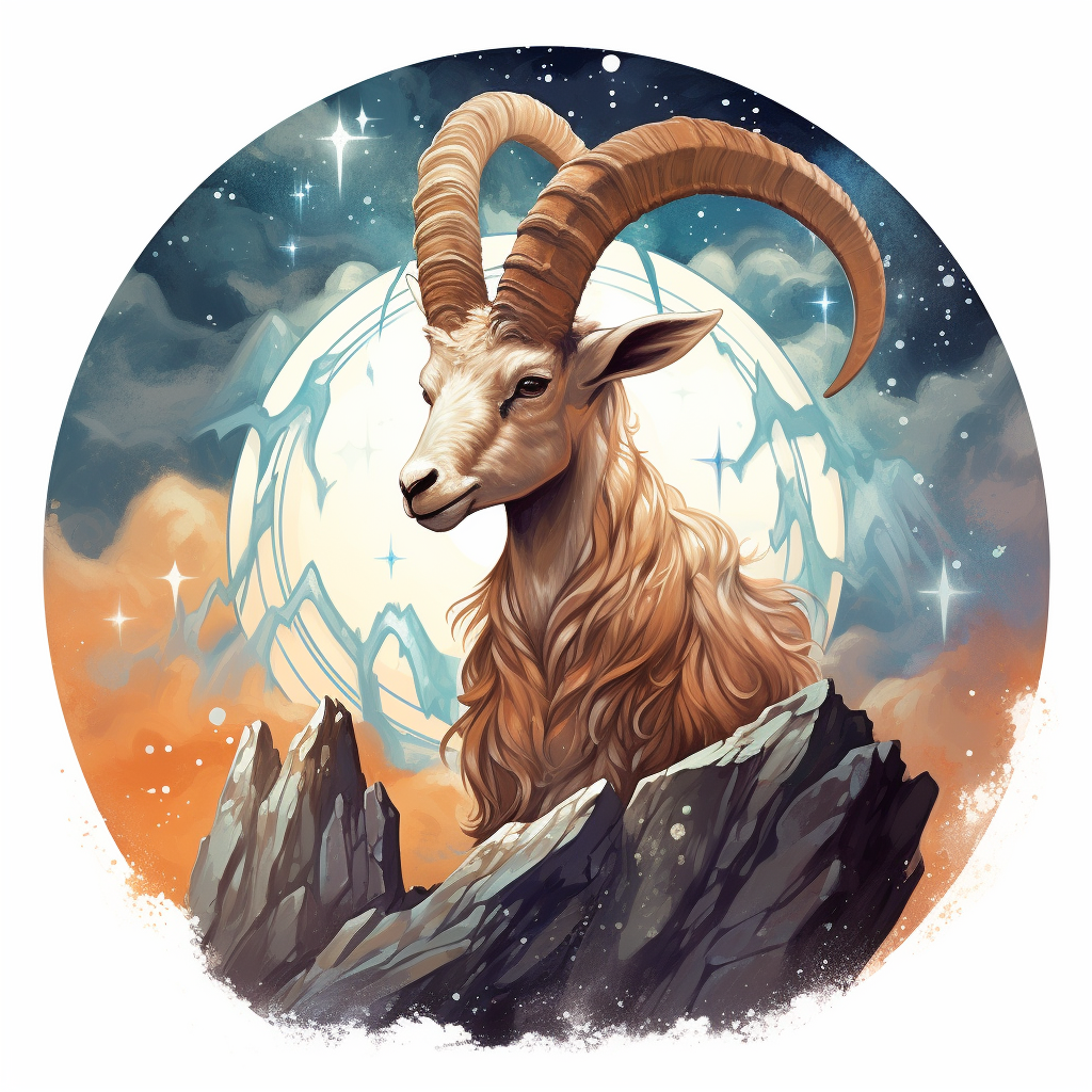 Capricorn Sign with Ambitious Mountain Reflection