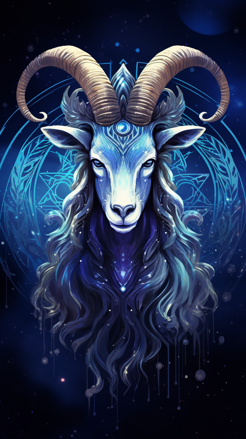 Beautiful Capricorn on Starry Background