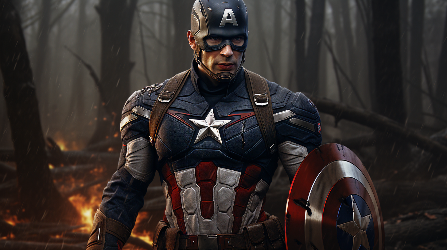 Captain America wielding his shield in action