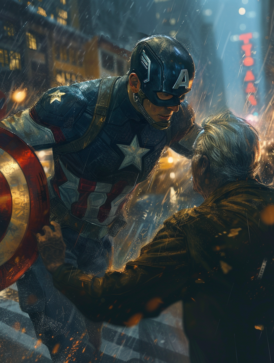 Captain America shield old man city epic scene