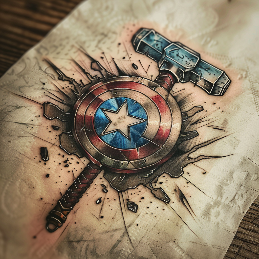 Captain America Thor Tattoo Design