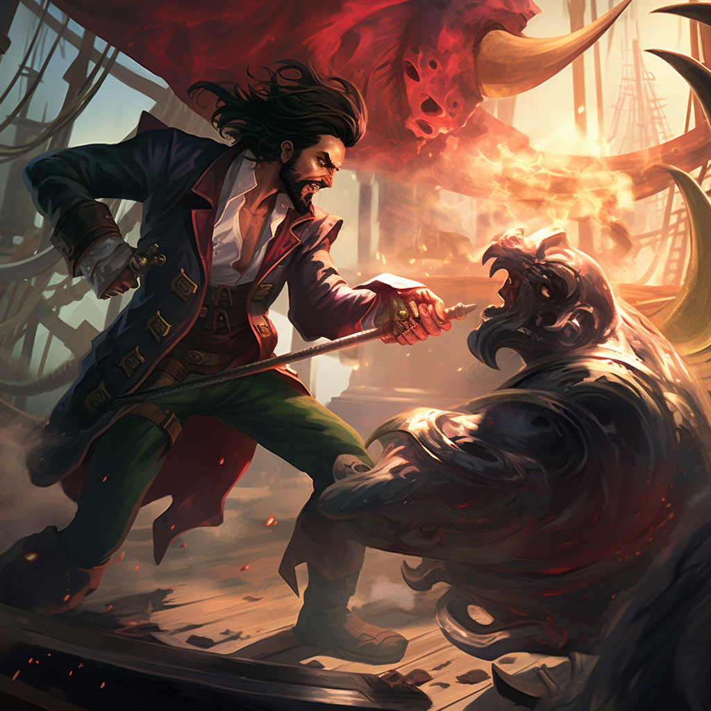 Captain Hook fights villain on ship